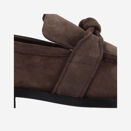  보테가베네타 슈즈 보테가 베네타 아스테어 스웨이드 송아지 가죽 샌들 다크 브라운 - BOTTEGA VENETA