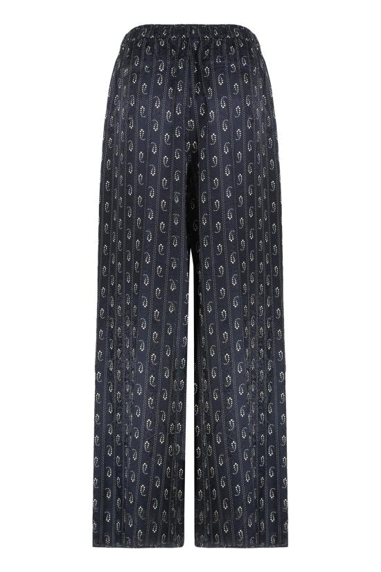  토리버치 스트레이트 팬츠 토리 버치 와이드 레그 비스코스 실크 팬츠 네이비 - TORY BURCH