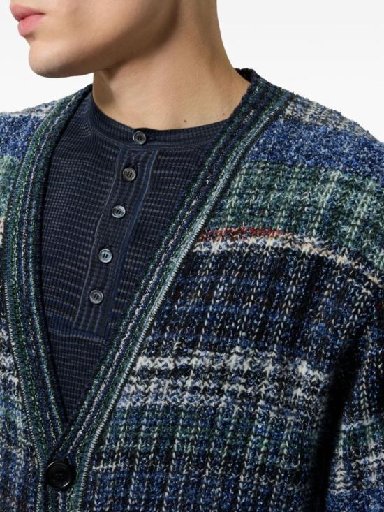  미소니 가디건 미쏘니 V넥 울 블렌드  블루 - MISSONI