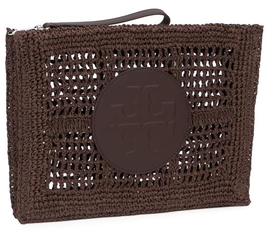  토리버치 가방 엘라 크로셰 스트로 클러치 백 다크 코코아 - TORY BURCH