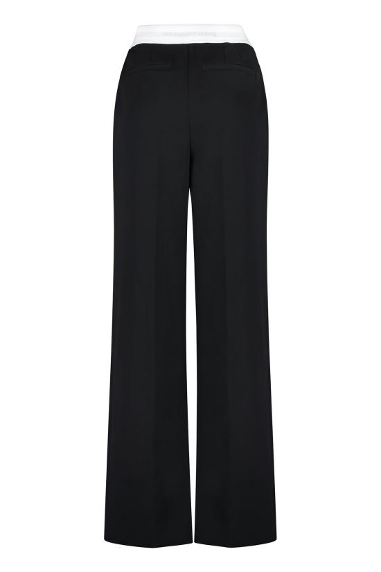  알렉산더 왕 스트레이트 팬츠 로고 디테일 울 팬츠 스트레이트 블랙 - ALEXANDER WANG