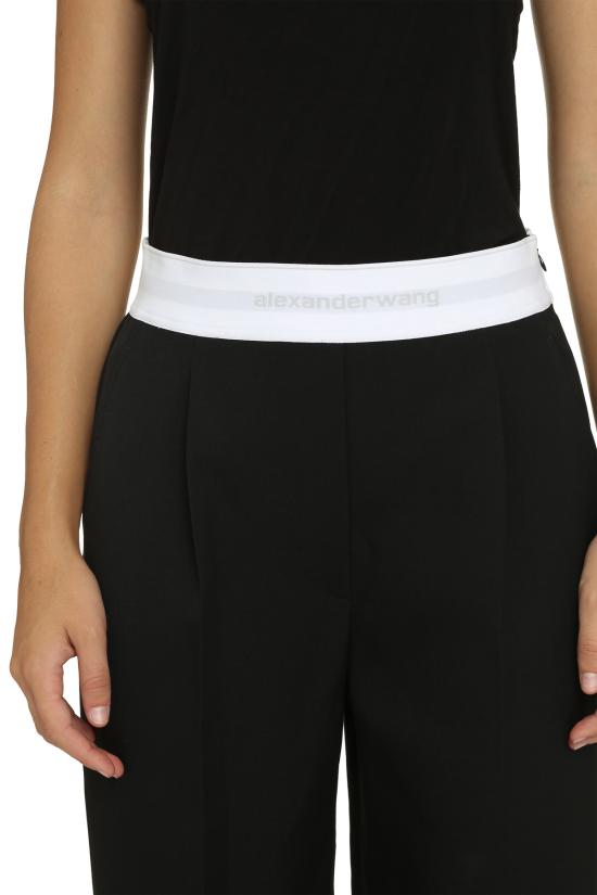  알렉산더 왕 스트레이트 팬츠 로고 디테일 울 팬츠 스트레이트 블랙 - ALEXANDER WANG
