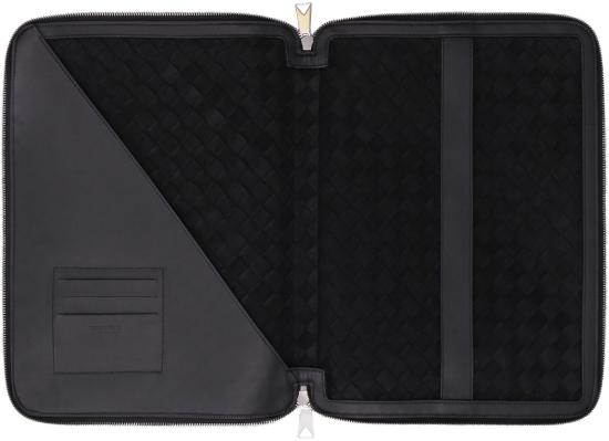  보테가베네타 브리프케이스 Bottega Veneta Intrecciato Hydrology 도큐먼트 케이스 파우치 블랙 - BOTTEGA VENETA