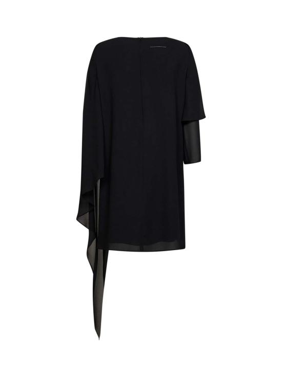  MM6 메종마르지엘라 숏 원피스 Mm6 메종 마르지엘라 케이프가 달린 시폰 숏 드레스 블랙 - MM6 MAISON MARGIELA