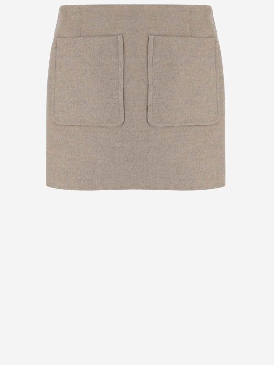  보테가베네타 숏 스커트 보테가 베네타 울 & 캐시미어 미니스커트 베이지 - BOTTEGA VENETA