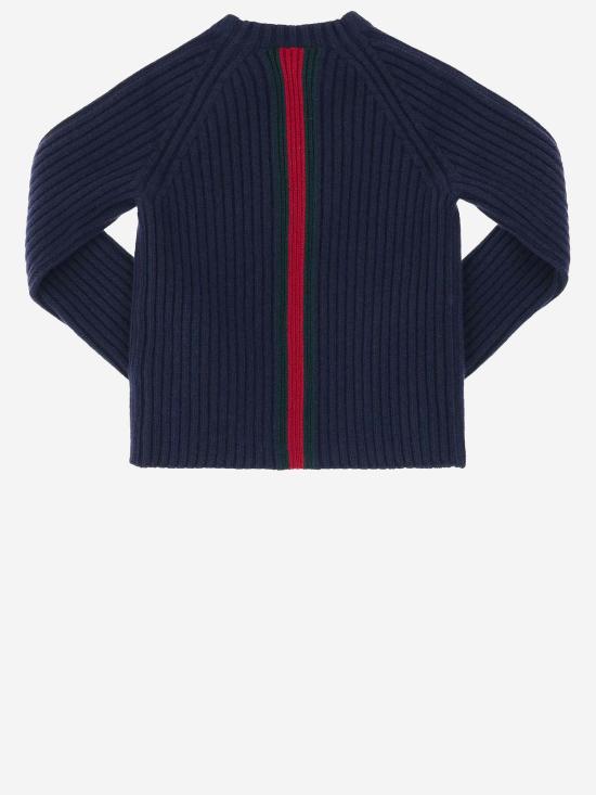  [키즈] 구찌 풀오버 키즈 울 스웨터 (웹 디테일) 네이비 - GUCCI