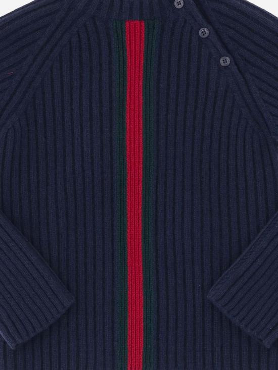  [키즈] 구찌 풀오버 키즈 울 스웨터 (웹 디테일) 네이비 - GUCCI