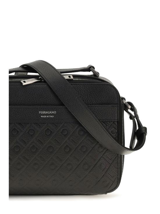  살바토레 페라가모 가방 페라가모 가죽 크로스바디 백, 엠보싱 간치니 패턴, 블랙 - SALVATORE FERRAGAMO