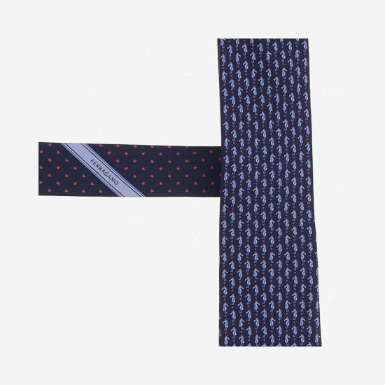  살바토레 페라가모 넥타이 페라가모 실크  블루 - SALVATORE FERRAGAMO