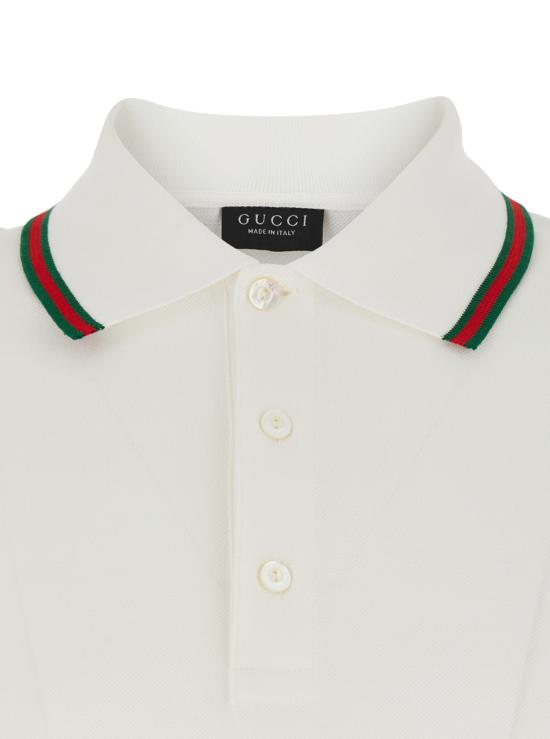  구찌 폴로 티셔츠 웹 칼라 폴로 셔츠 화이트 - GUCCI