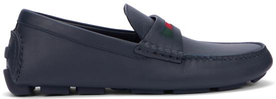  구찌 로퍼 가죽 드라이버 모카신 송아지 가죽  네이비 - GUCCI