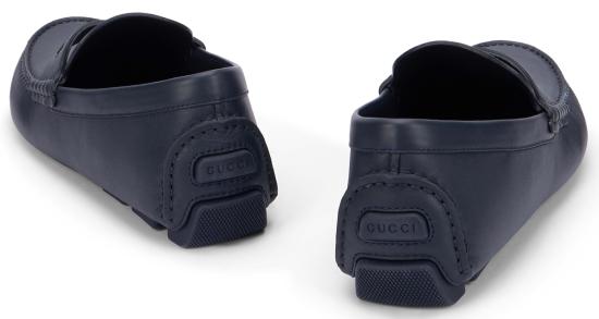  구찌 로퍼 가죽 드라이버 모카신 송아지 가죽  네이비 - GUCCI