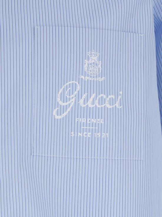  구찌 탑 볼링 셔츠 라이트 블루 - GUCCI