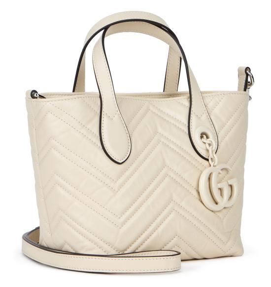  구찌 가방 GG 마몬트 미니 쉐브론 핸드백 크림 - GUCCI