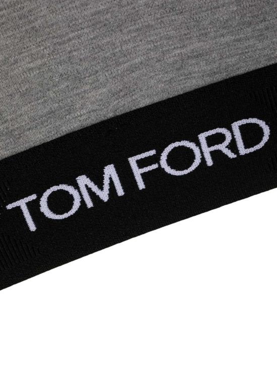  톰포드 트레이닝 티셔츠 톰 포드 스쿱넥 로우백 탑 멜란지 그레이 - TOMFORD