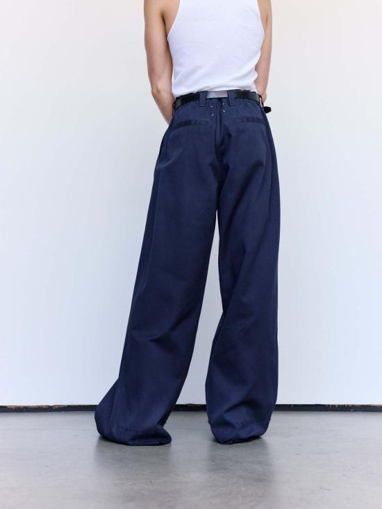  마르지엘라 스트레이트 팬츠 메종  코튼 콜랩시드 헴 와이드 레그 팬츠 - MAISON MARGIELA