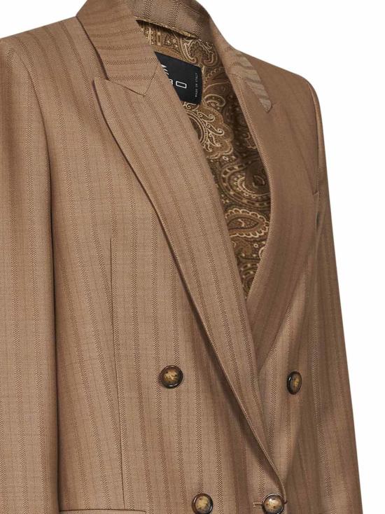  에트로 수트 자켓 더블 브레스트 울 블레이저 머드 - ETRO