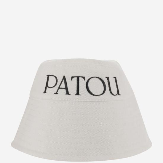  파투 모자 로고 코튼 버킷햇 화이트/블랙 - PATOU