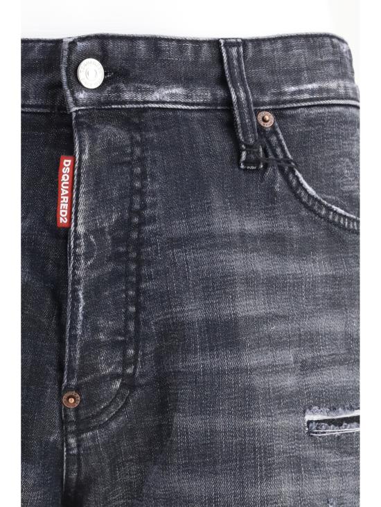  디스퀘어드2 데님 숏팬츠 Dsquared2 워시드 마린 쇼츠 블랙 - DSQUARED2