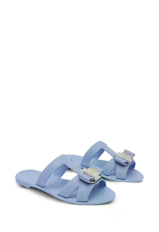  살바토레 페라가모 / 여성 뉴 바라 플레이트 스트랩 슬라이드 01J325 779976 LIGHT BLUE BPG - SALVATORE FERRAGAMO