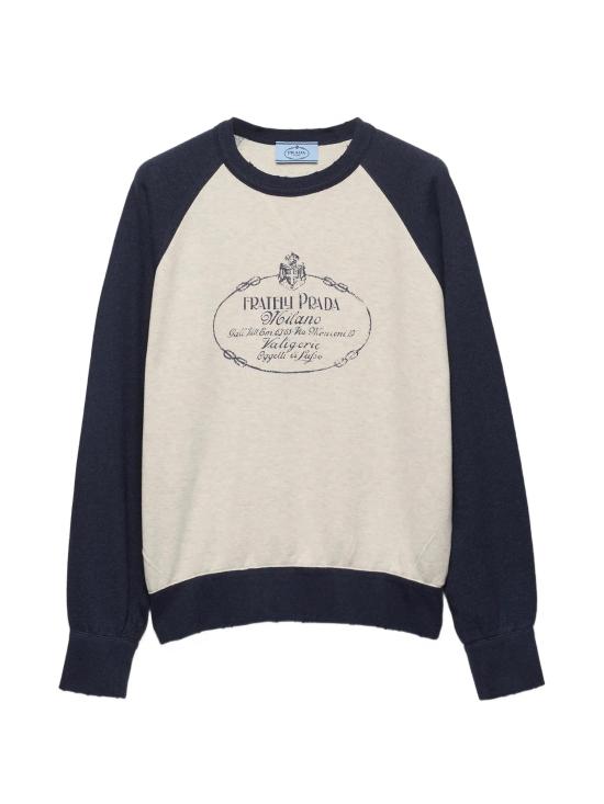 26FW 프라다 긴팔 티셔츠 134732 6376 F056F NATURAL NAVY DOM