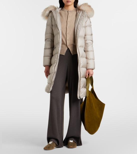 26FW 몽클레어 보에딕 후드 셔링 트림 롱 다운 자켓 1C00015 595FE 268 LIGHT BEIGE DOM - MONCLER