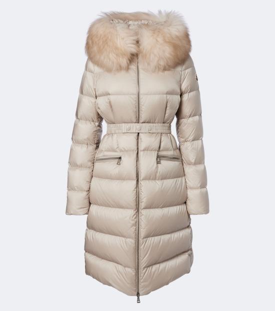 26FW 몽클레어 보에딕 후드 셔링 트림 롱 다운 자켓 1C00015 595FE 268 LIGHT BEIGE DOM