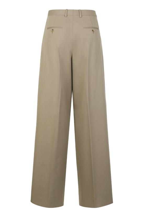 25FW 셀린느 코튼 & 울 개버딘 플리츠 트라우저 RP07B0333 BEIGE - CELINE