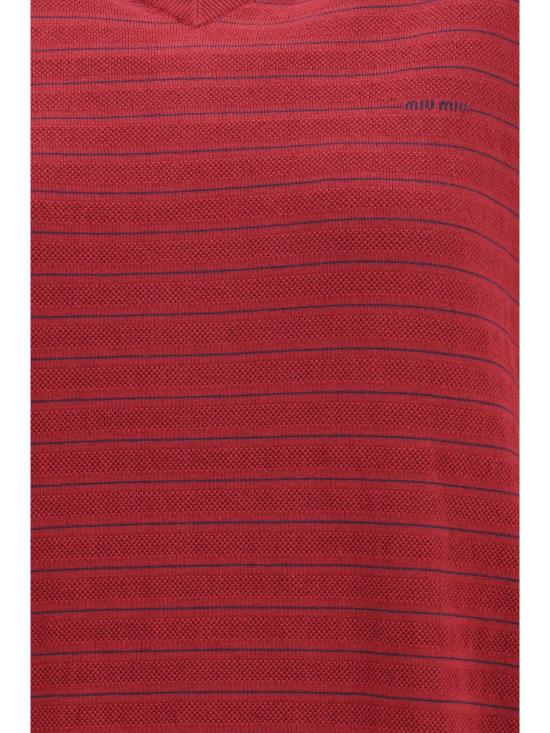 26FW 미우미우 브이넥 코튼 스웨터 MML05RSOOO184Q RED - MIU MIU