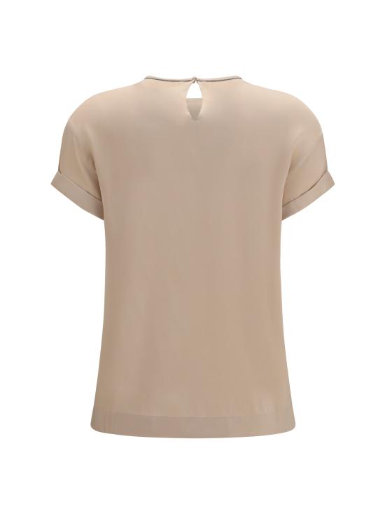 26SS 브루넬로 쿠치넬리 실크 크루넥 탑 M0C59DE310 BEIGE - BRUNELLO CUCINELLI