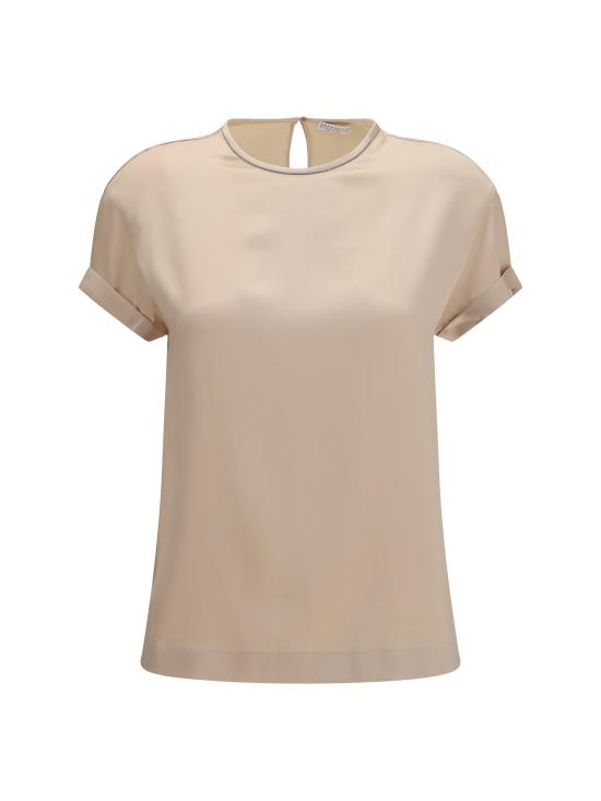 26SS 브루넬로 쿠치넬리 실크 크루넥 탑 M0C59DE310 BEIGE