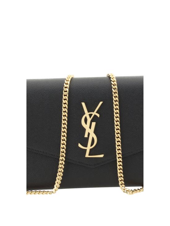 26FW 생로랑 그레인 레더 업타운 체인 지갑 6077881GF0J BLACK - SAINT LAURENT