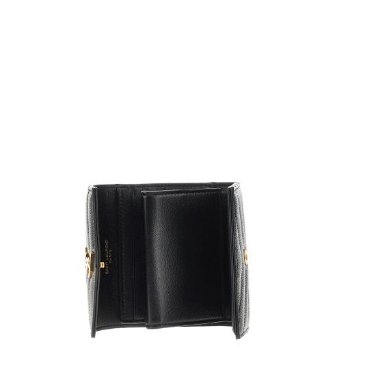 26FW 생로랑 그랑 드 뿌드르 엠보스드 레더 카산드라 마틀라세 지갑 692061BOW01 Black - SAINT LAURENT