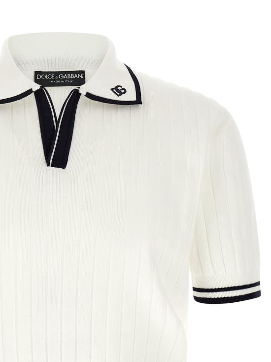 26FW 돌체앤가바나 폴로 티셔츠 GXZCMZJBCK8W1002 White Black - DOLCE & GABBANA