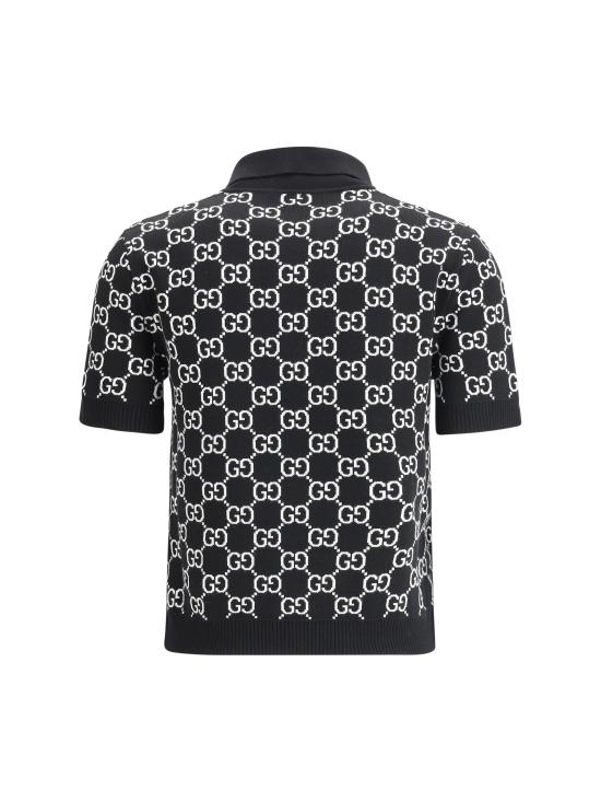 26SS 구찌 GG 리버시블 울 자카드 폴로 티셔츠 814273XKEJP BLACK