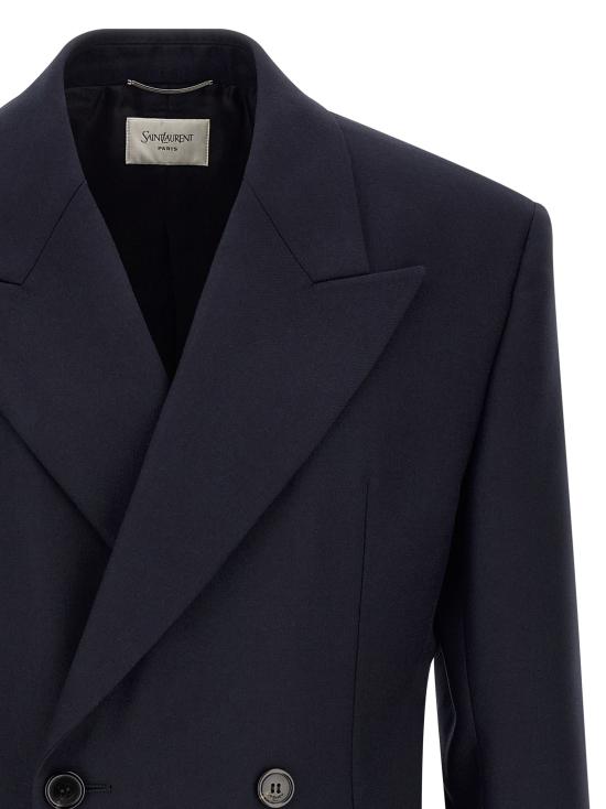 26FW 생로랑 수트 자켓 펠트 울 개버딘 재킷 블레이저 블루 - SAINT LAURENT