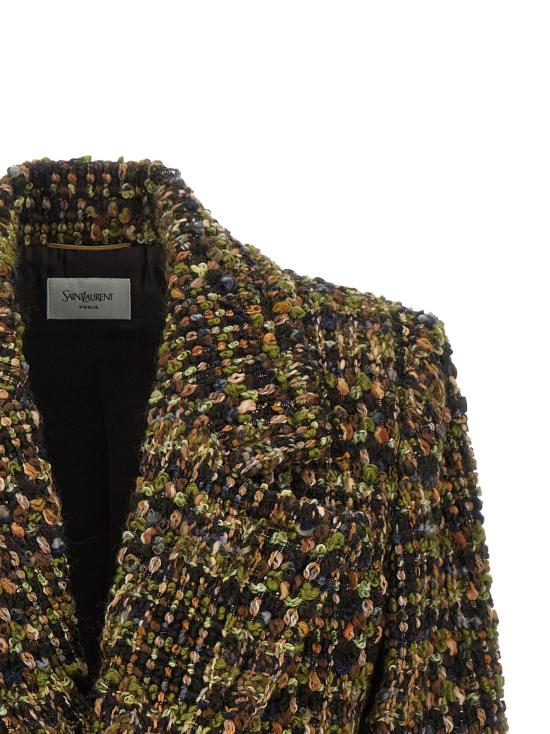 26FW 생로랑 수트 자켓 Bouclé 트위드 블레이저 블레이저 멀티컬러 - SAINT LAURENT