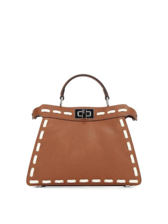 26FW 펜디 피카부 아이씨유 스몰 가죽 토트백 8BN327AY6XF1X1T BROWN
