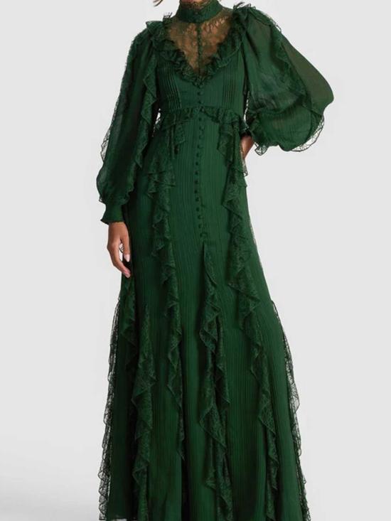 26SS 앨리스 앤 올리비아 롱 스커트 CC509703540B345 DARK GREEN - ALICE & OLIVIA