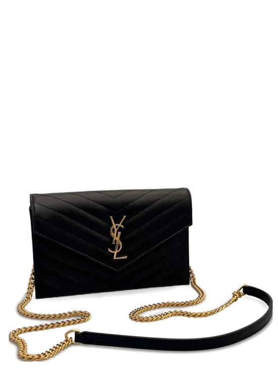 26FW 생로랑 그랑 드 뿌드르 레더 카산드라 엔벨로프 체인 지갑 857605 BOW011000 Nero - SAINT LAURENT