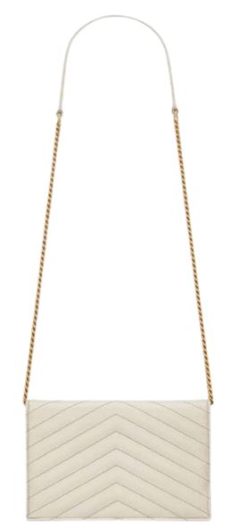 26FW 생로랑 그랑 드 뿌드르 레더 카산드라 엔벨로프 체인 지갑 857605 BOW019207 Crema - SAINT LAURENT