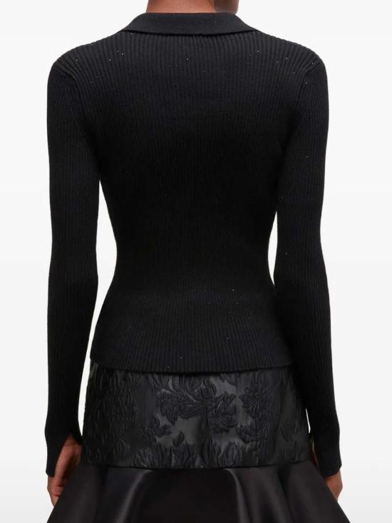 26SS 가니 파인 시퀸 니트 폴로셔츠 A1070085099 BLACK - GANNI