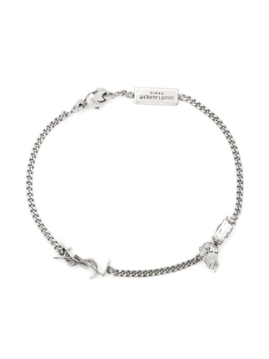 26FW 생로랑 오피움 참 브레이슬릿 메탈 앤 라인스톤 692489 Y15268368 Argent - SAINT LAURENT
