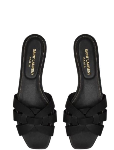 26FW 생로랑 스무스 레더 트리뷰트 플랫 뮬 571952 BDA001000 Nero - SAINT LAURENT