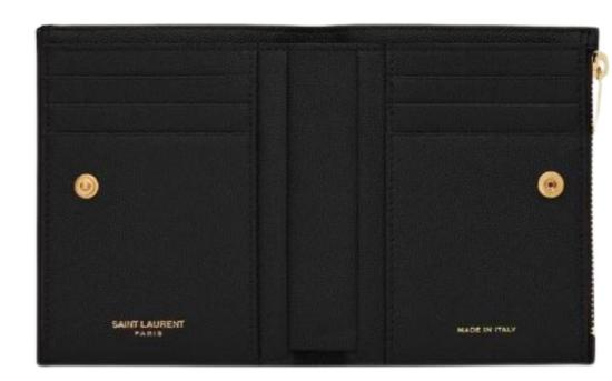 26FW 생로랑 그랑 드 뿌드르 엠보스드 레더 업타운 컴팩트 지갑 582296 1GF0J1000 Nero - SAINT LAURENT