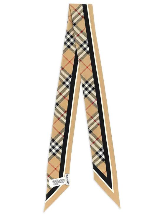26FW 버버리 스키니 체크 나이트 스탬프 실크 스카프 8114238 Nude Neutrals - BURBERRY