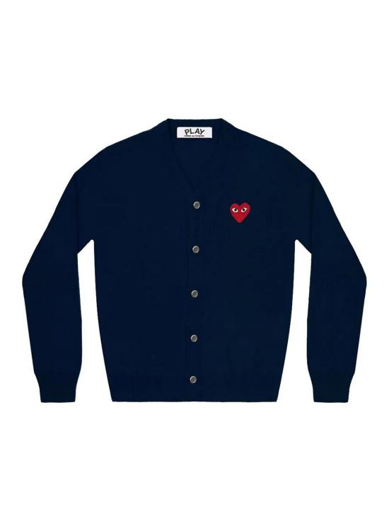 26SS 꼼데가르송 V넥 하트 와펜 가디건 AXN008051NAVY BLUE