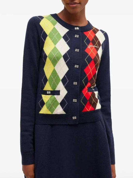 26SS 가니 아가일 프린트 가디건 A1070055683 DARK BLUE - GANNI