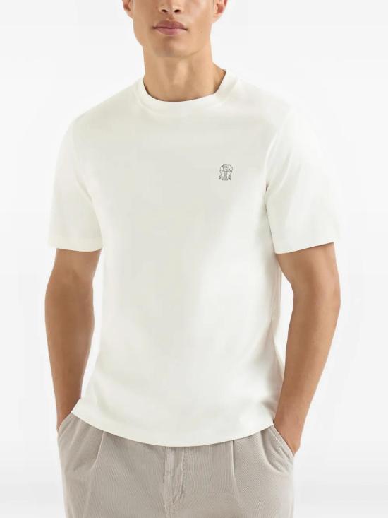 26FW 브루넬로 쿠치넬리 코튼 저지 크루넥 티셔츠 M0B138440CJB65 White - BRUNELLO CUCINELLI