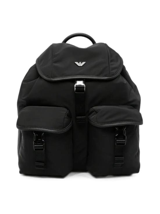26FW 엠포리오 아르마니 로고 플랩 버클 백팩 EM004503AF28784UC001 BLACK